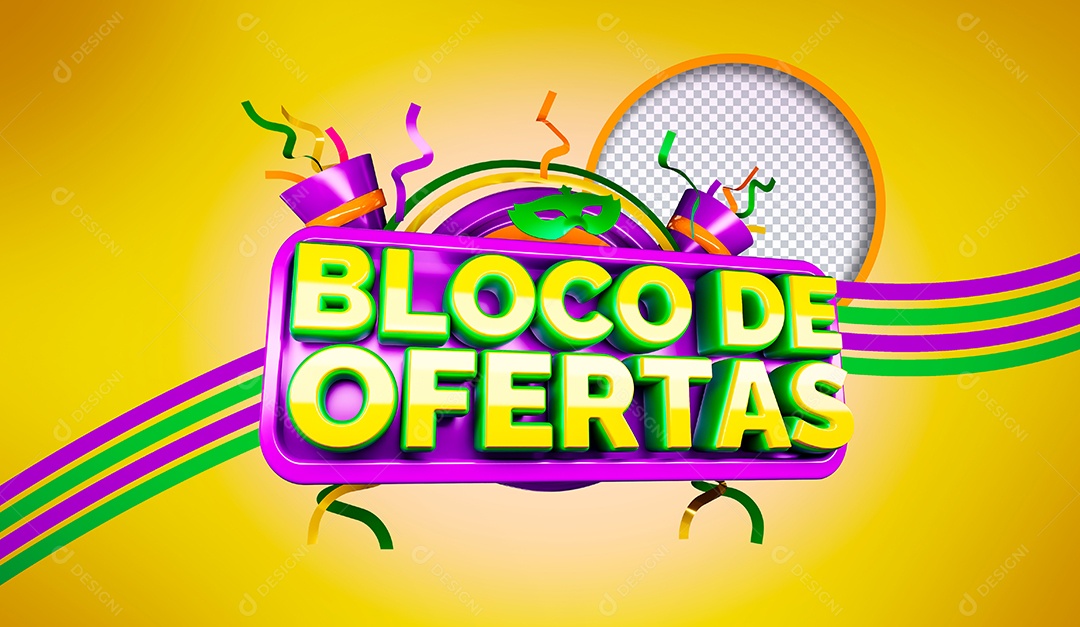 Selo 3D Bloco de Ofertas para Composição PSD
