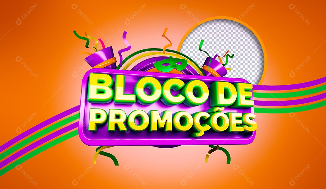 Selo 3D Bloco de Promoções para Composição PSD