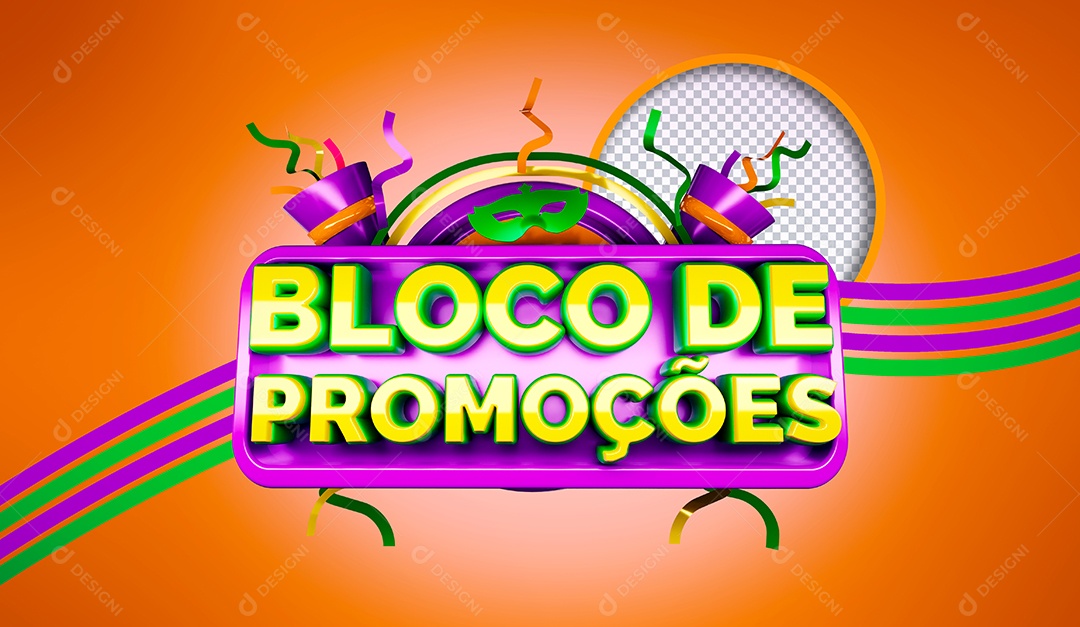 Selo 3D Bloco de Promoções para Composição PSD