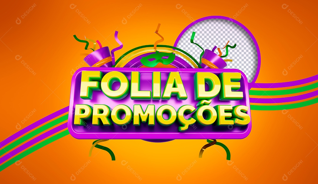 Selo 3D Folia de Promoções para Composição PSD