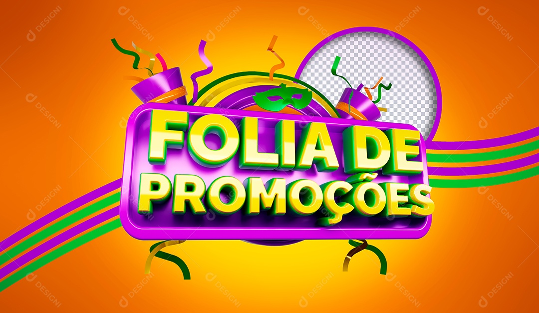 Selo 3D Folia de Promoções para Composição PSD