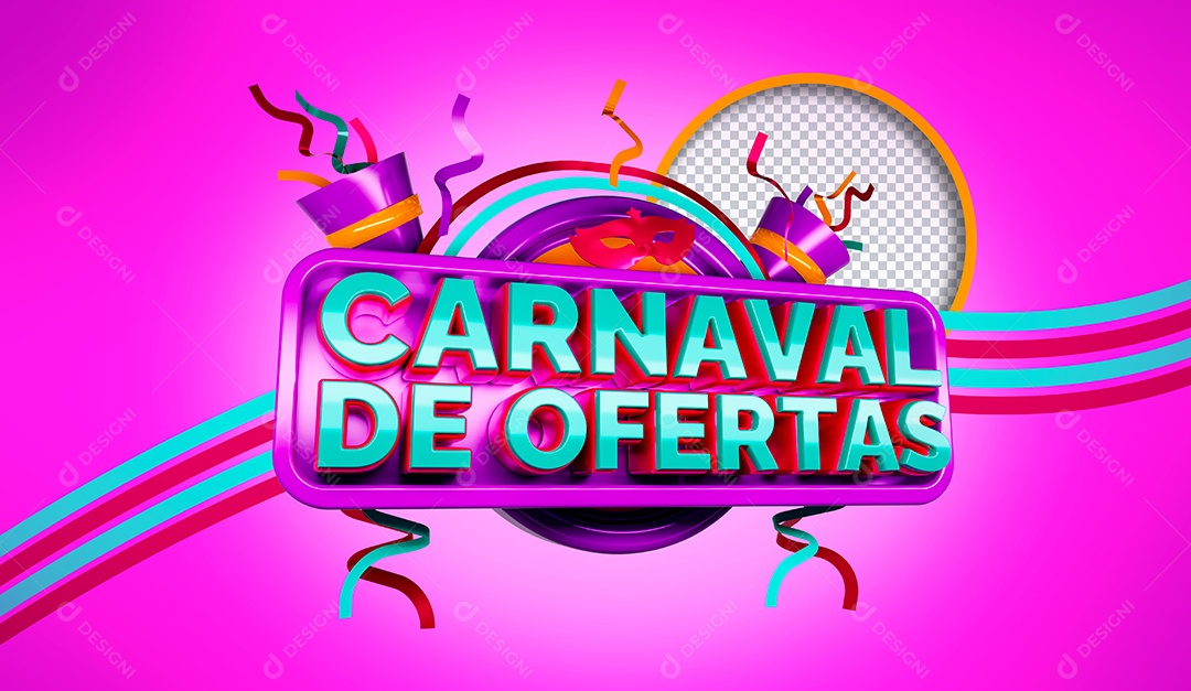 Selo 3D Carnaval de Ofertas para Composição PSD