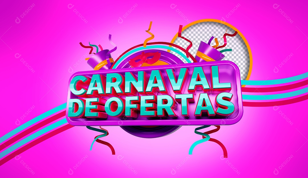 Selo 3D Carnaval de Ofertas para Composição PSD
