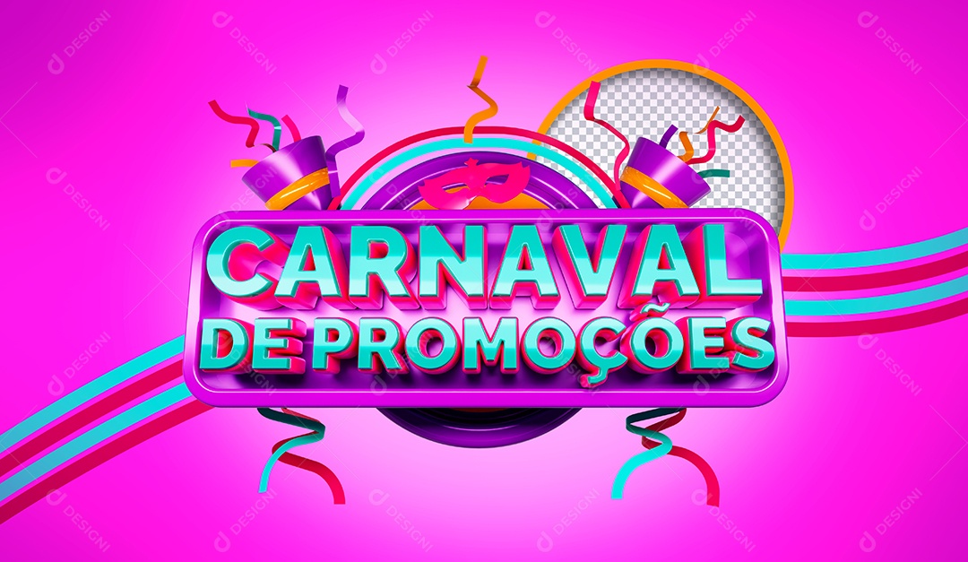 Selo 3D Carnaval de Promoções para Composição PSD