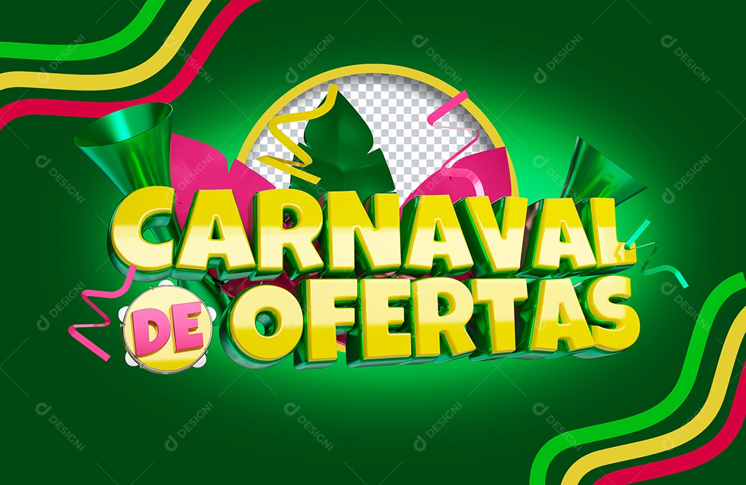 Selo 3D Carnaval de Ofertas para Composição PSD