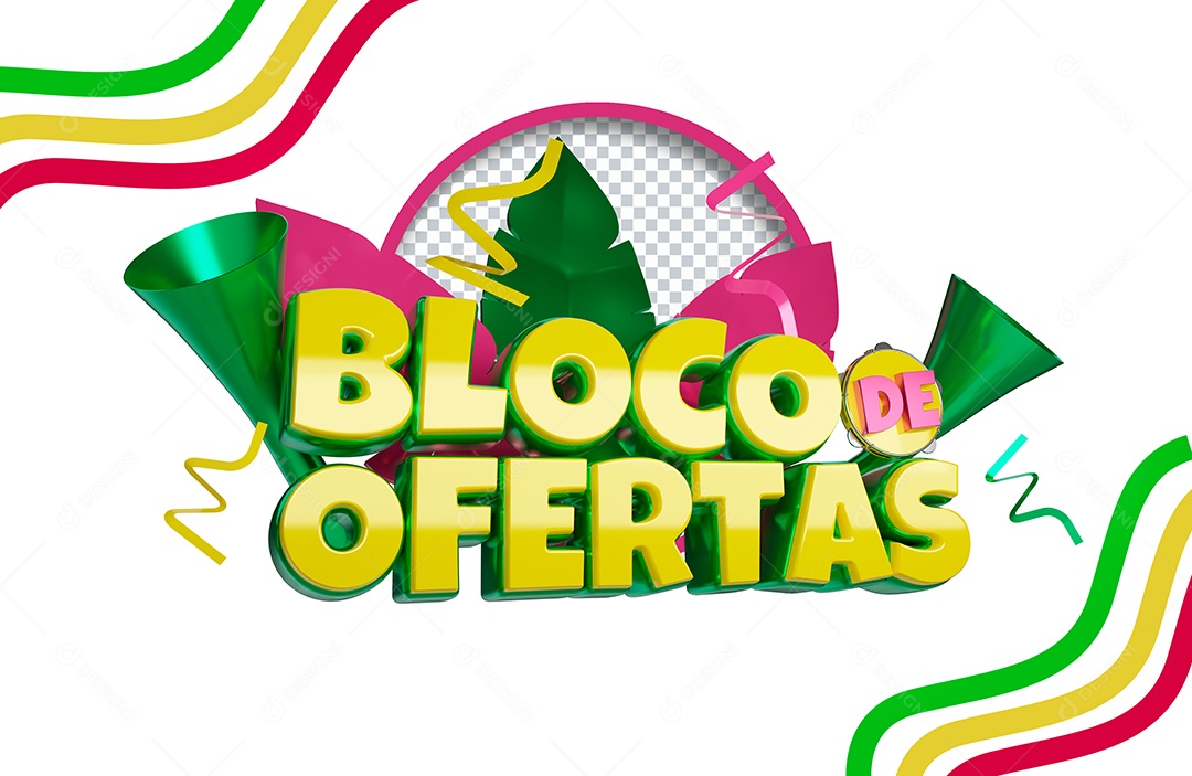 Selo 3D Bloco de Ofertas para Composição PSD