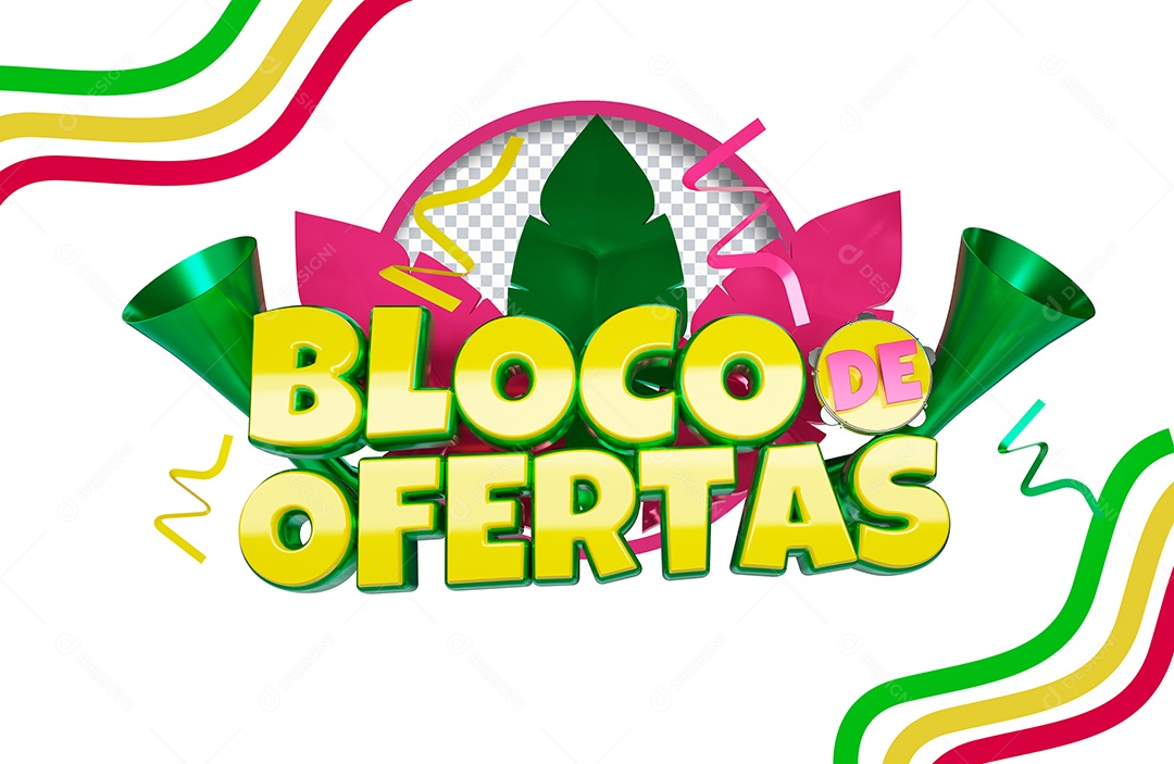 Selo 3D Bloco de Ofertas para Composição PSD