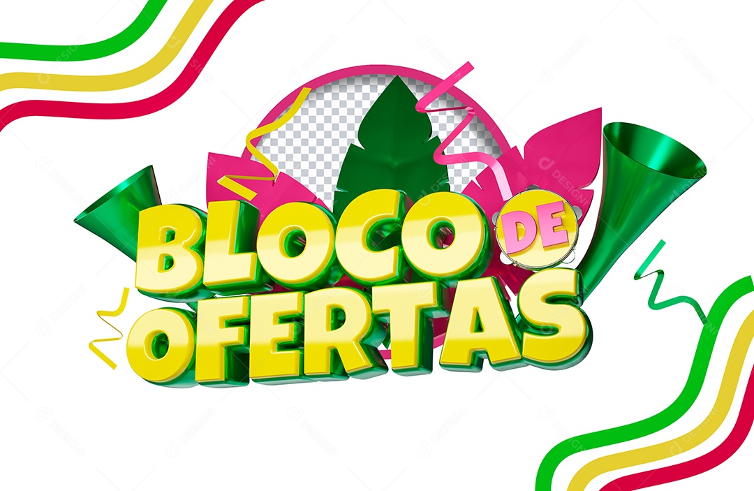 Selo 3D Bloco de Ofertas para Composição PSD