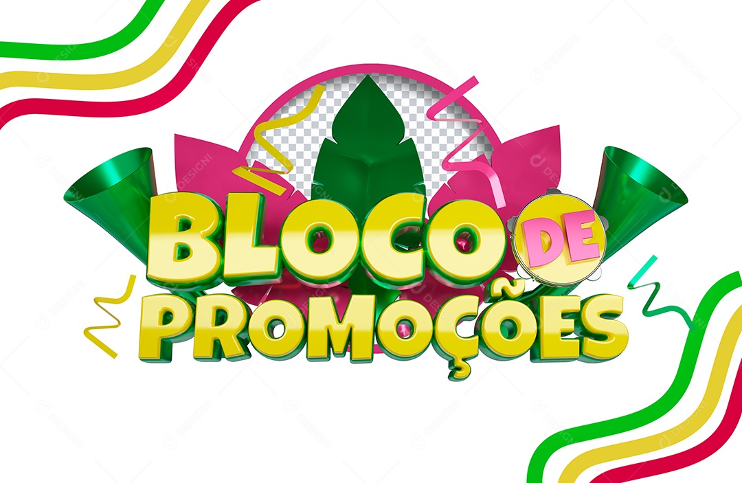 Selo 3D Bloco de Promoções para Composição PSD