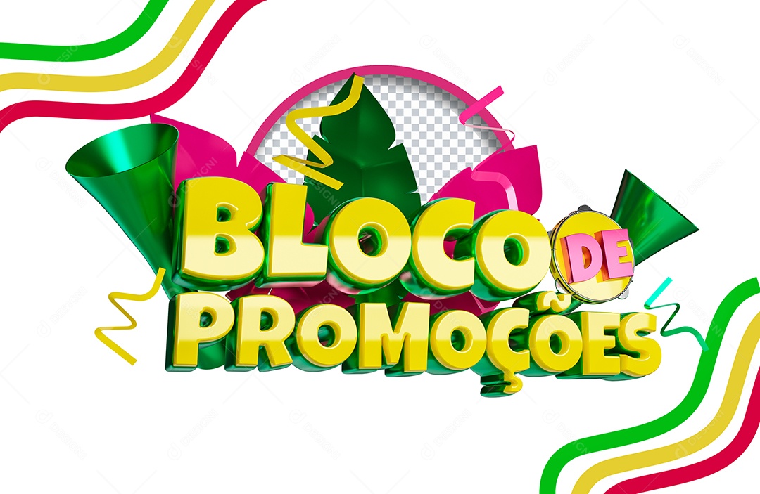 Selo 3D Bloco de Promoções para Composição PSD