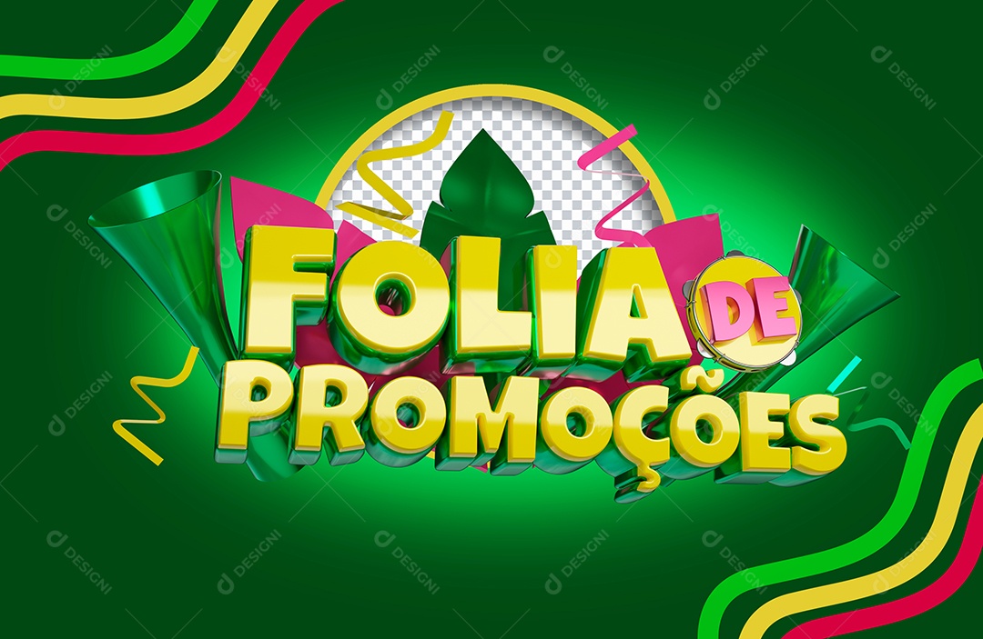 Selo 3D Folia de Promoções para Composição PSD