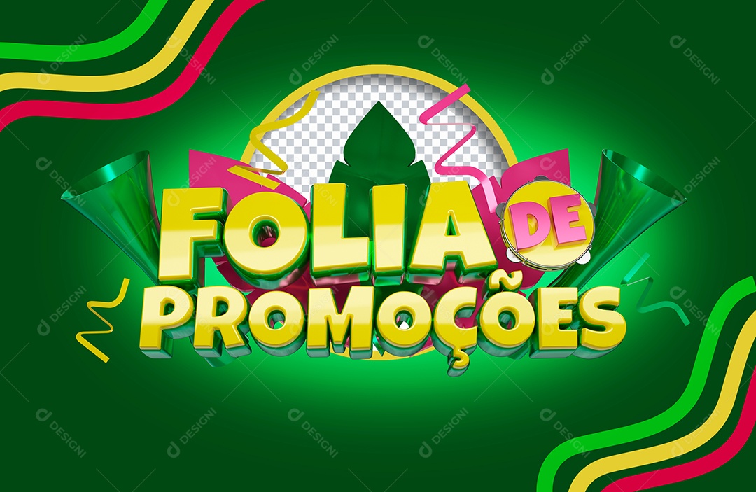 Selo 3D Folia de Promoções para Composição PSD