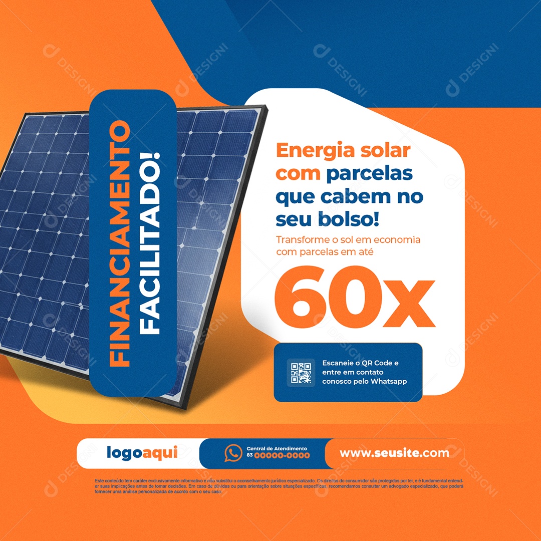 Energia Solar com Parcelas Que Cabem no Seu Bolso Social Media PSD Editável