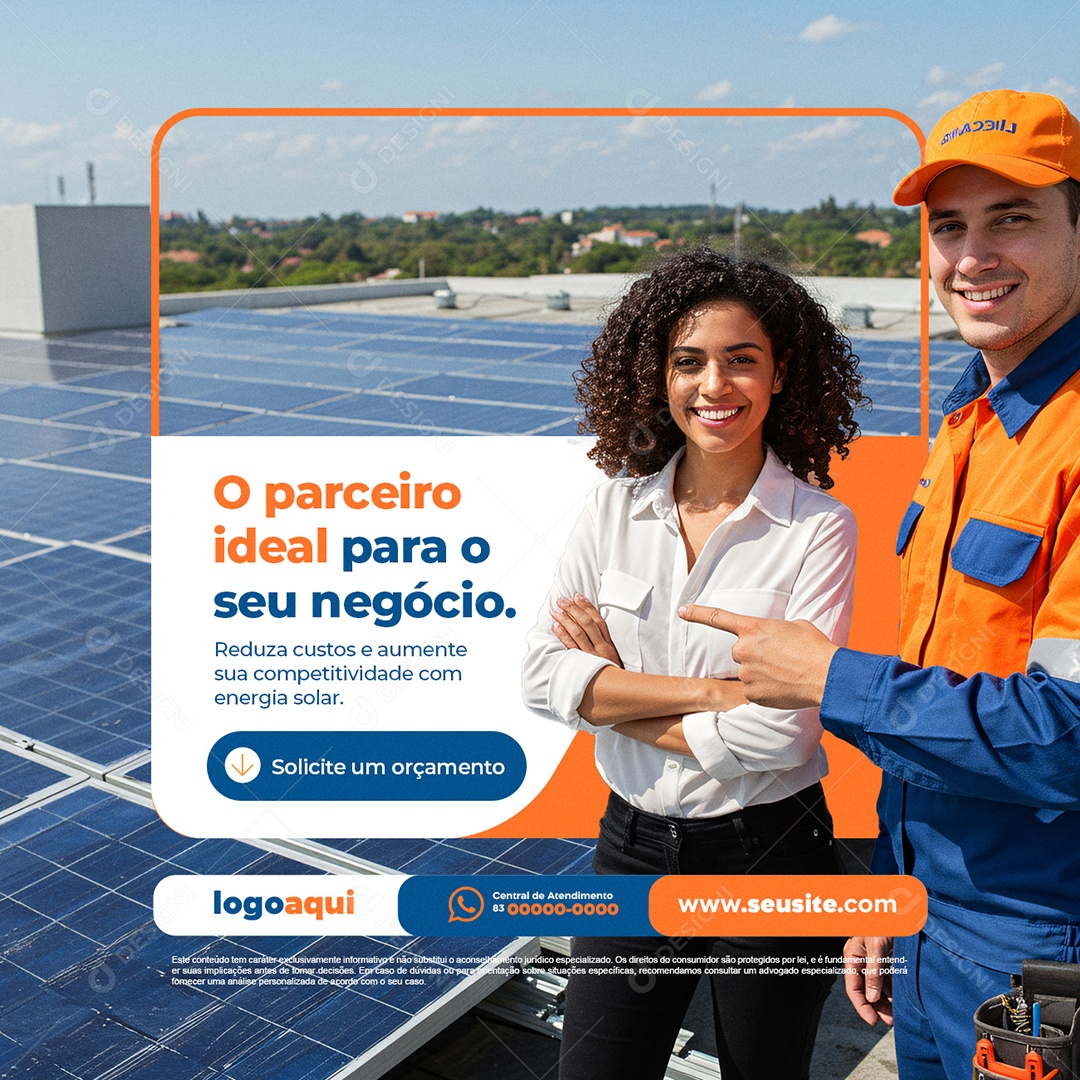Energia Solar O Parceiro Ideal para Seu Negócio Social Media PSD Editável