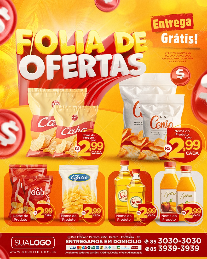 Tabloide Folia De Ofertas Supermercado Social Media PSD Editável