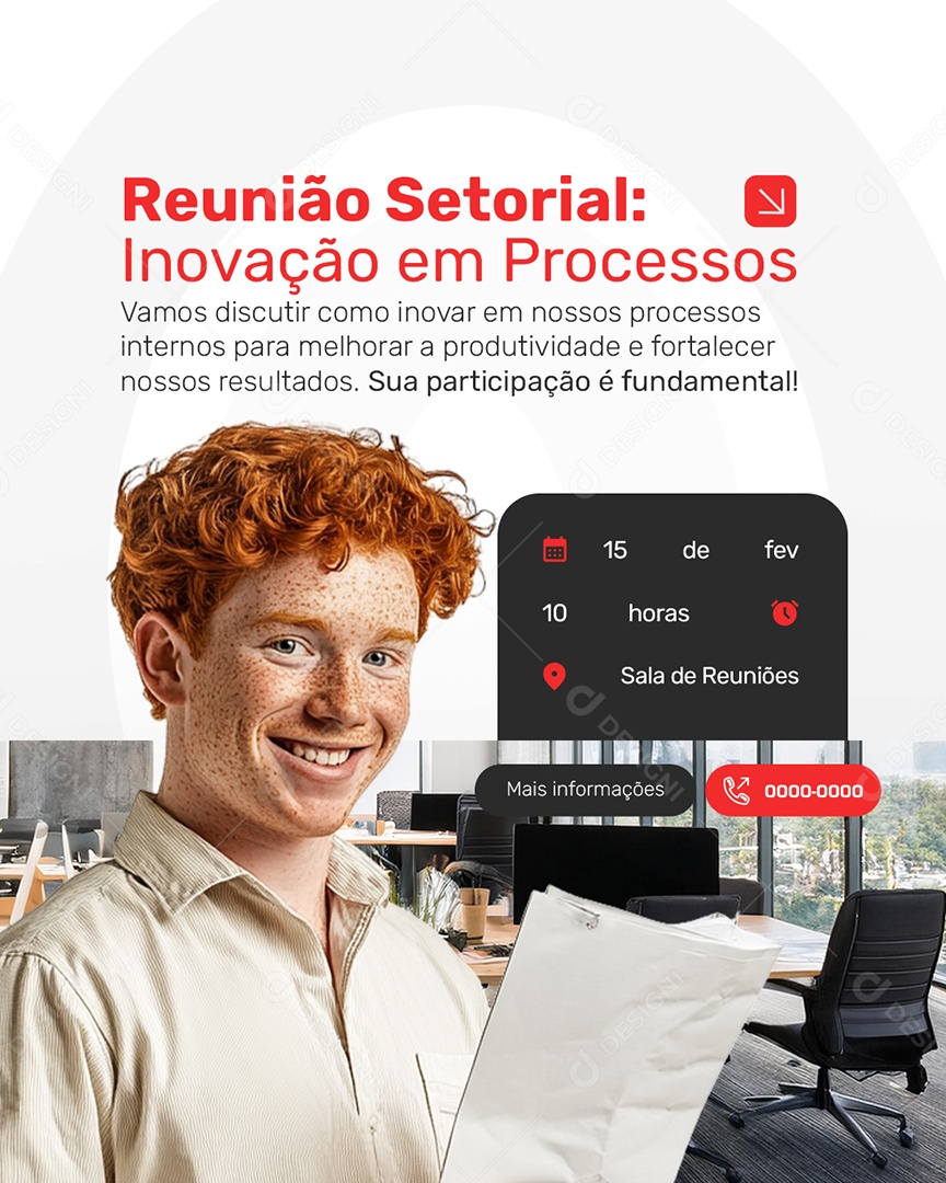 Reunião Setorial Inovação em Processos Avisos Social Media PSD Editável