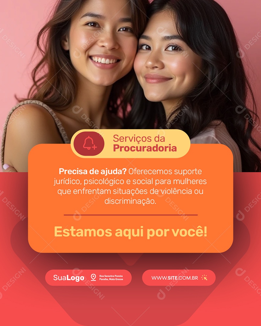 Procuradoria da Mulher Estamos Aqui Por Você Social Media PSD Editável