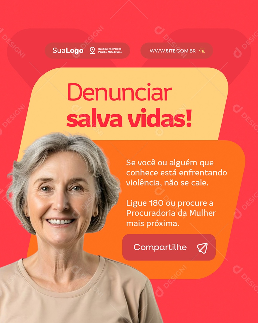 Procuradoria da Mulher Denunciar Salvar Vidas Social Media PSD Editável