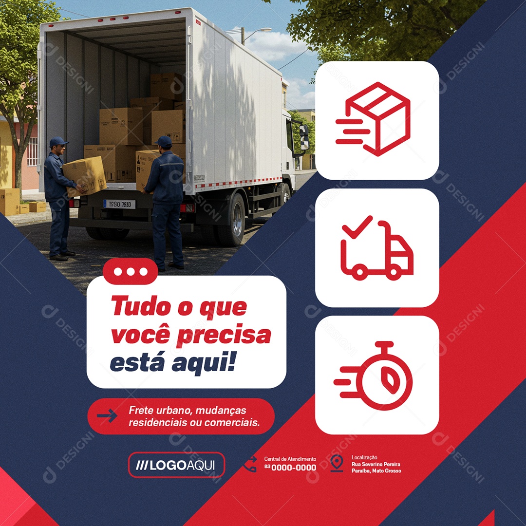 Freteiro Frete Mudanças Tudo o Que Você Precisa Está Aqui Social Media PSD Editável