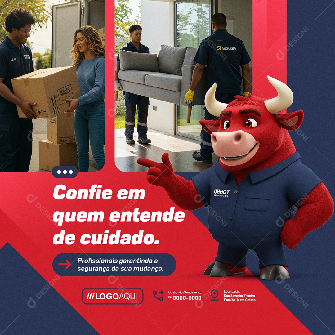 Freteiro Frete Mudanças Confie em Quem Entende de Cuidado Social Media PSD Editável