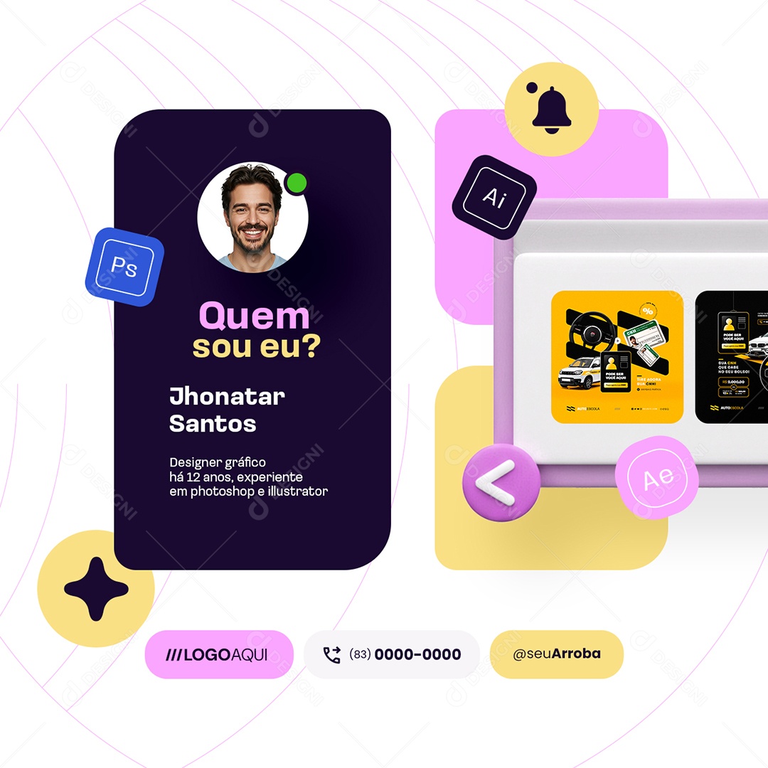 Designer Gráfico Quem Sou Eu Social Media PSD Editável