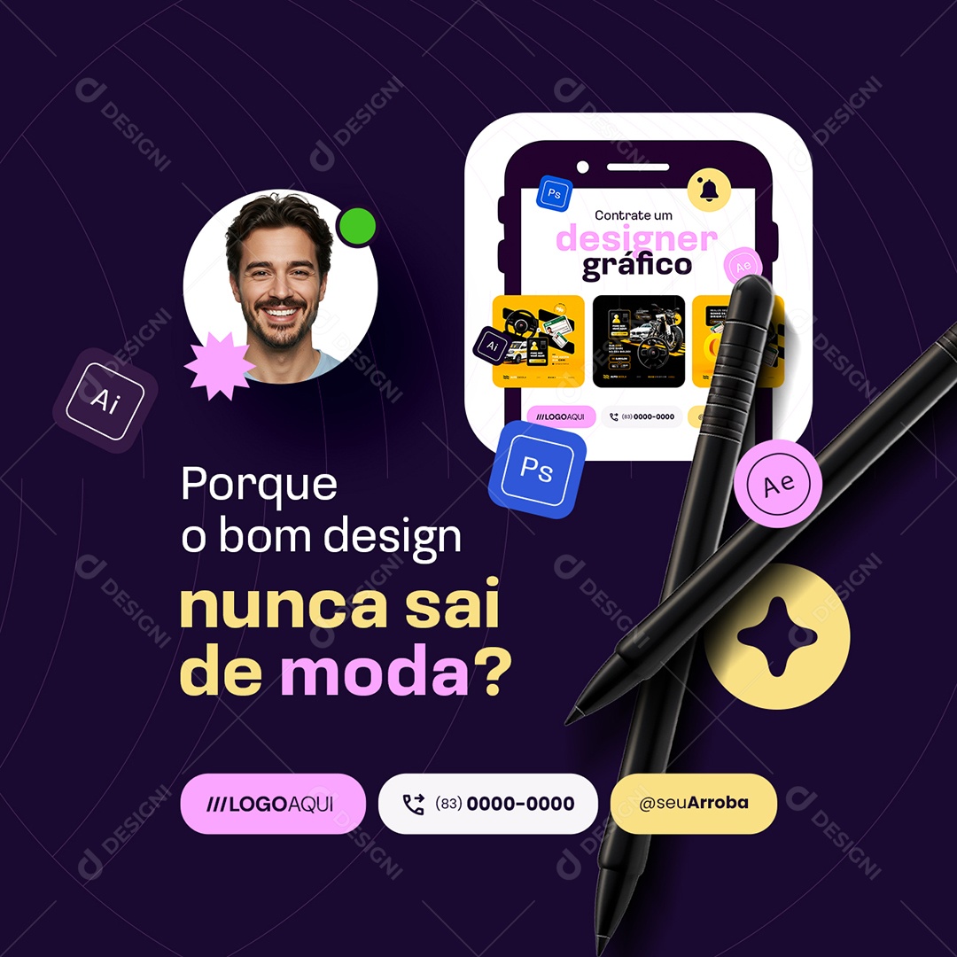 Designer Gráfico Porque o Bom Design Nunca Sai de Moda Social Media PSD Editável