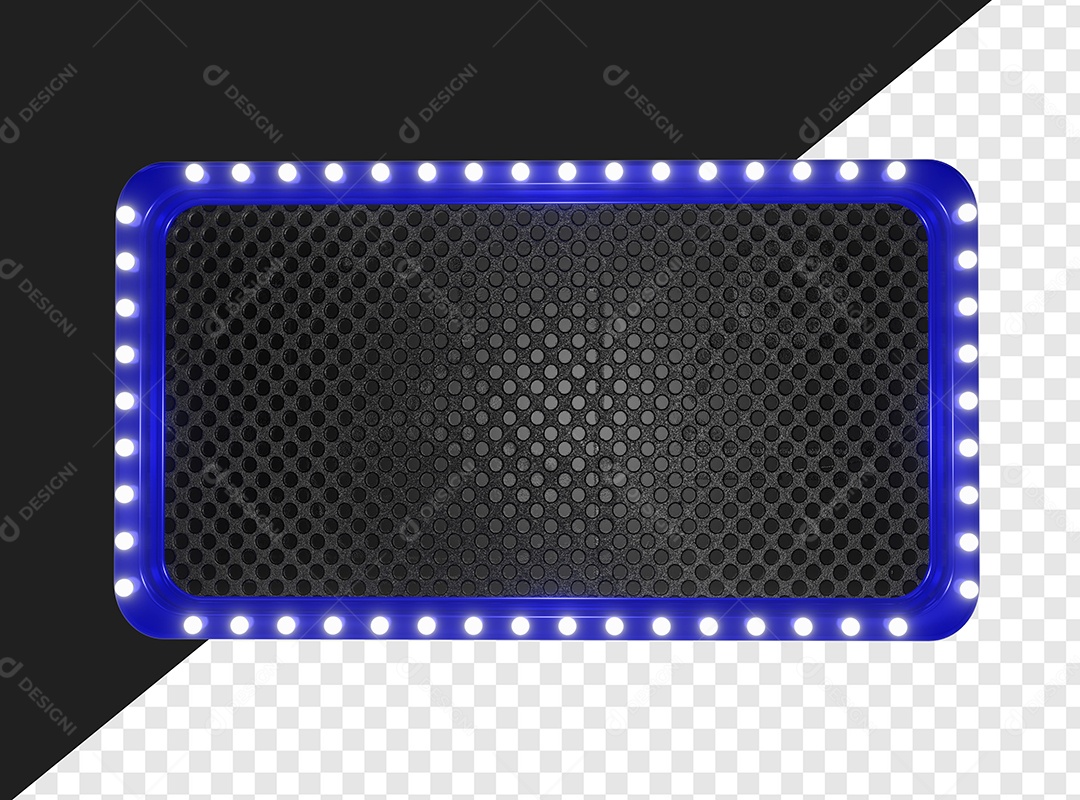 Painel Retangular Azul Com Lâmpada Elemento 3D Para Composição PSD