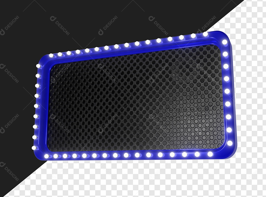 Painel Retangular Azul Com Lâmpada Elemento 3D Para Composição PSD