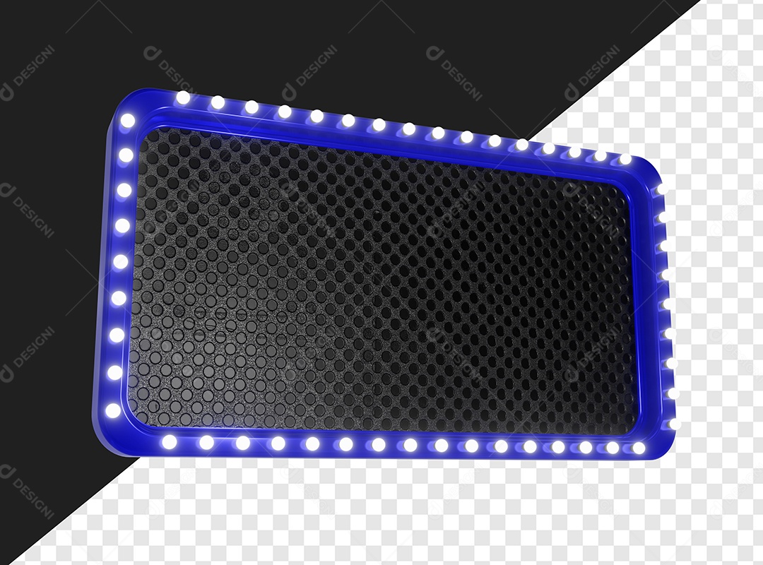 Painel Retangular Azul Com Lâmpada Elemento 3D Para Composição PSD
