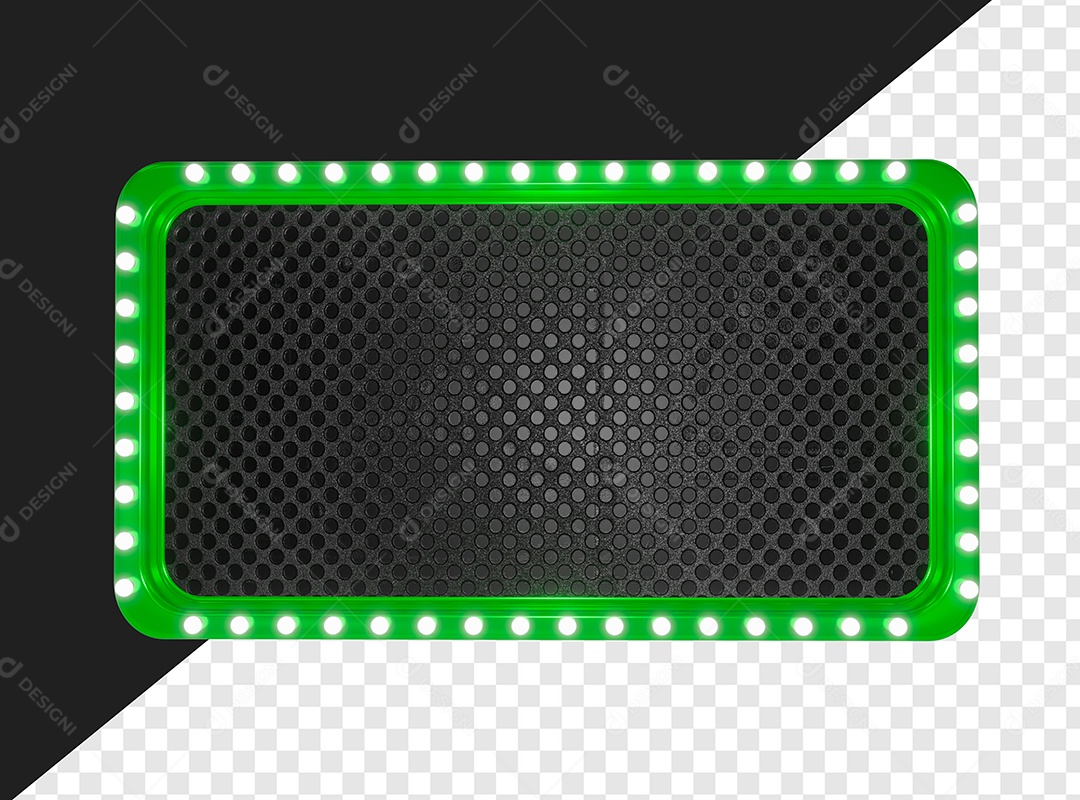 Painel Retangular Verde Com Lâmpada Elemento 3D Para Composição PSD