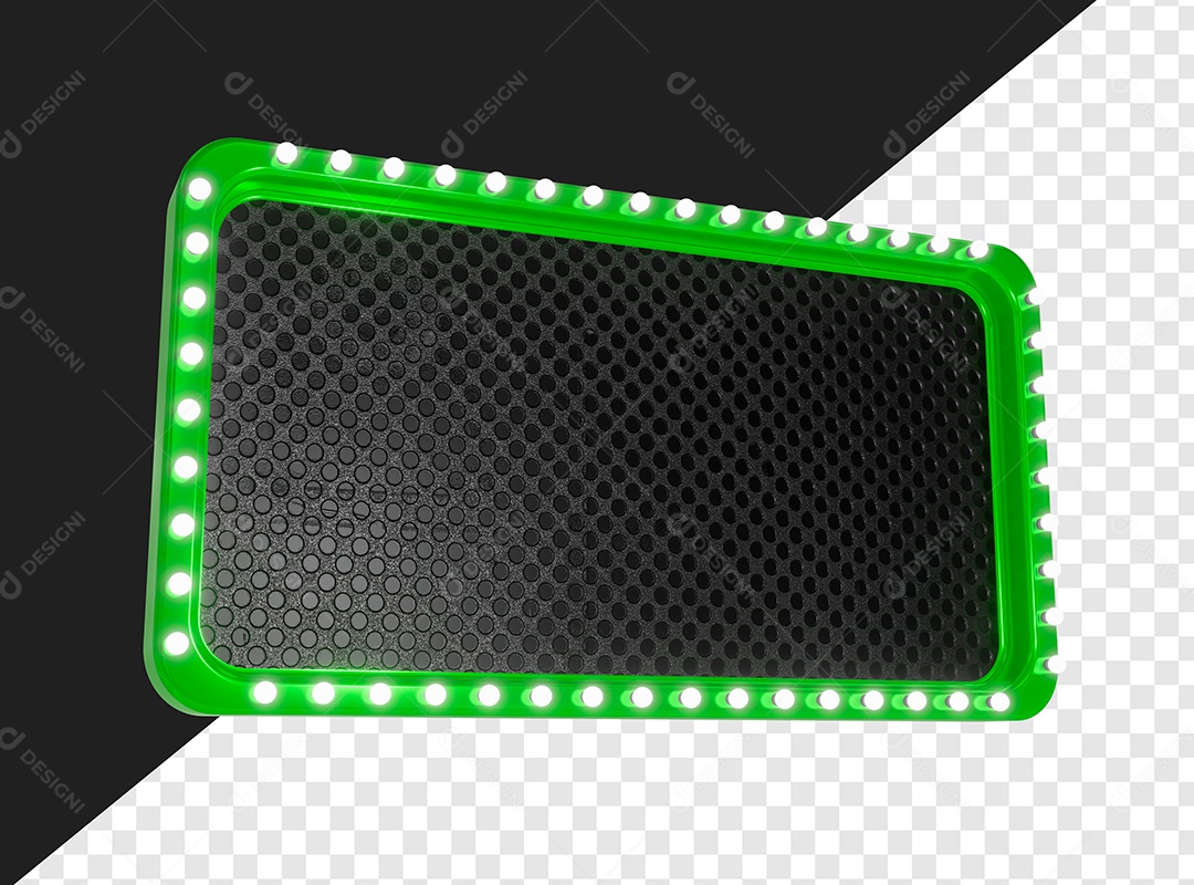 Painel Retangular Verde Com Lâmpada Elemento 3D Para Composição PSD