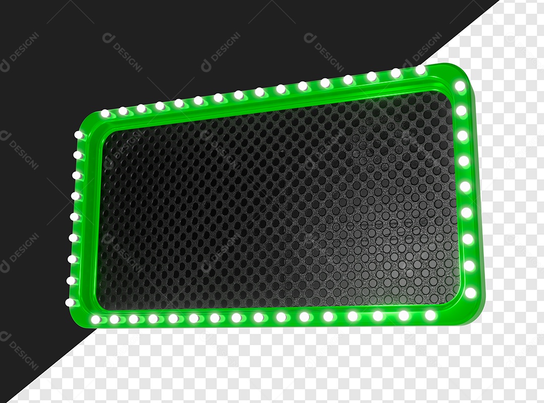 Painel Retangular Verde Com Lâmpada Elemento 3D Para Composição PSD