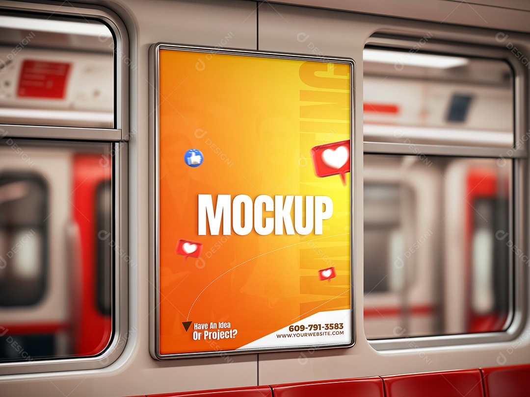 Poster no Metrô Mockup PSD Editável