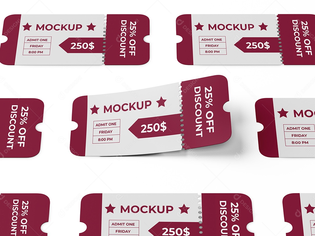 Ticket Mockup PSD Editável