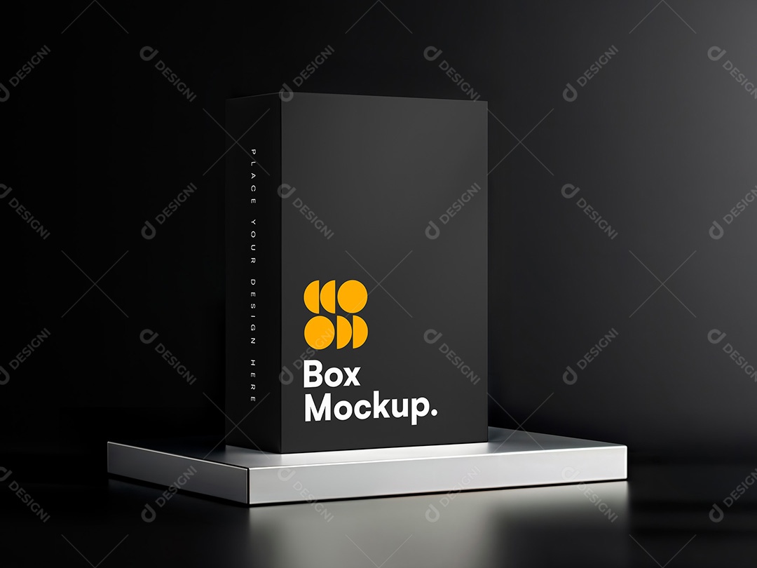 Caixa com Fundo Escuro Mockup PSD Editável