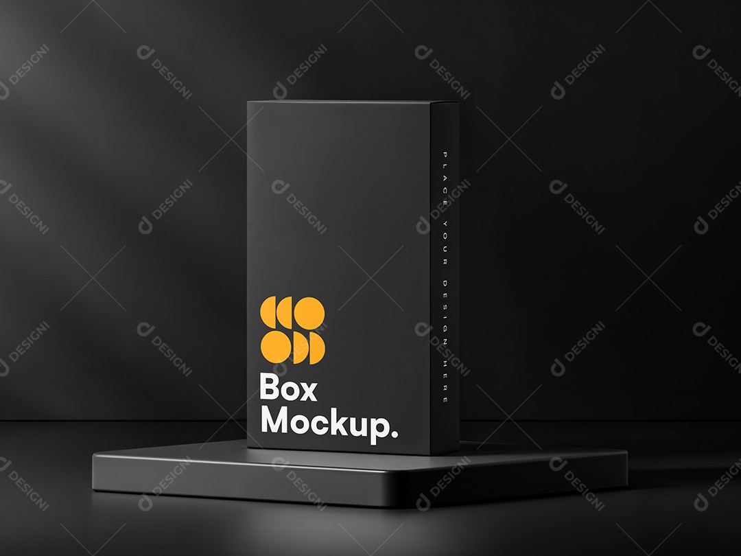 Caixa com Fundo Escuro Mockup PSD Editável