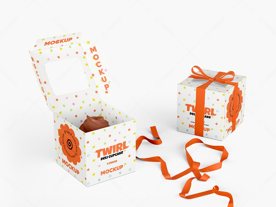 Caixa de Cupcake Mockup PSD Editável