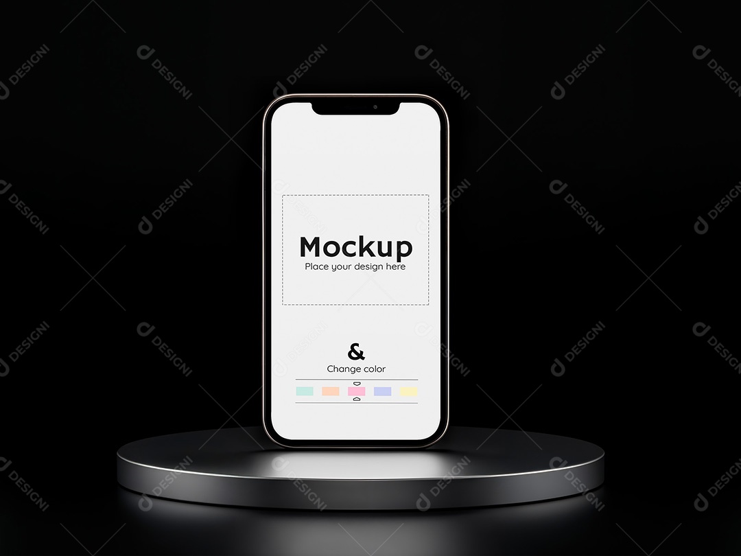Celular com Fundo Preto Mockup PSD Editável