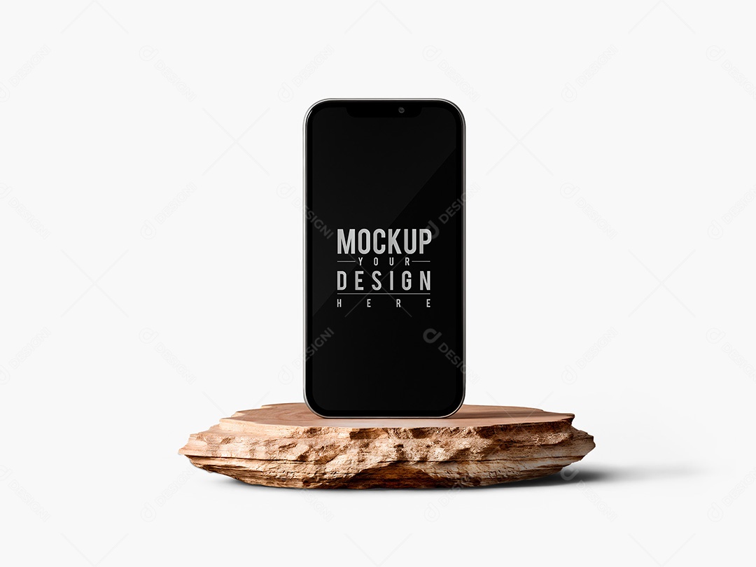 Celular na Rocha Pedra Mockup PSD Editável