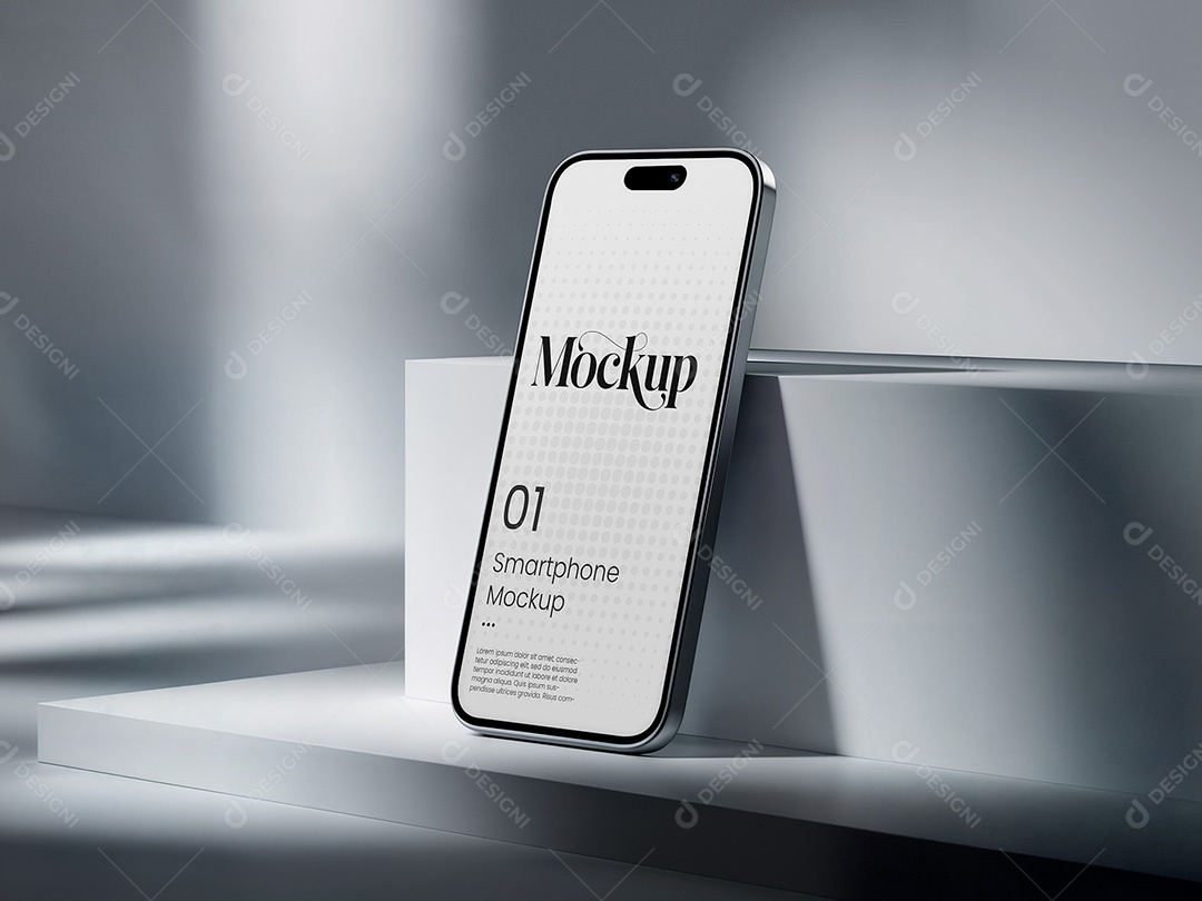 Celular no Pódio Mockup PSD Editável
