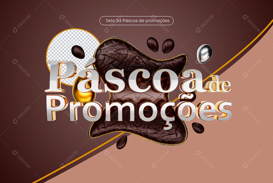 Selo 3D Páscoa de Promoções para Composição PSD