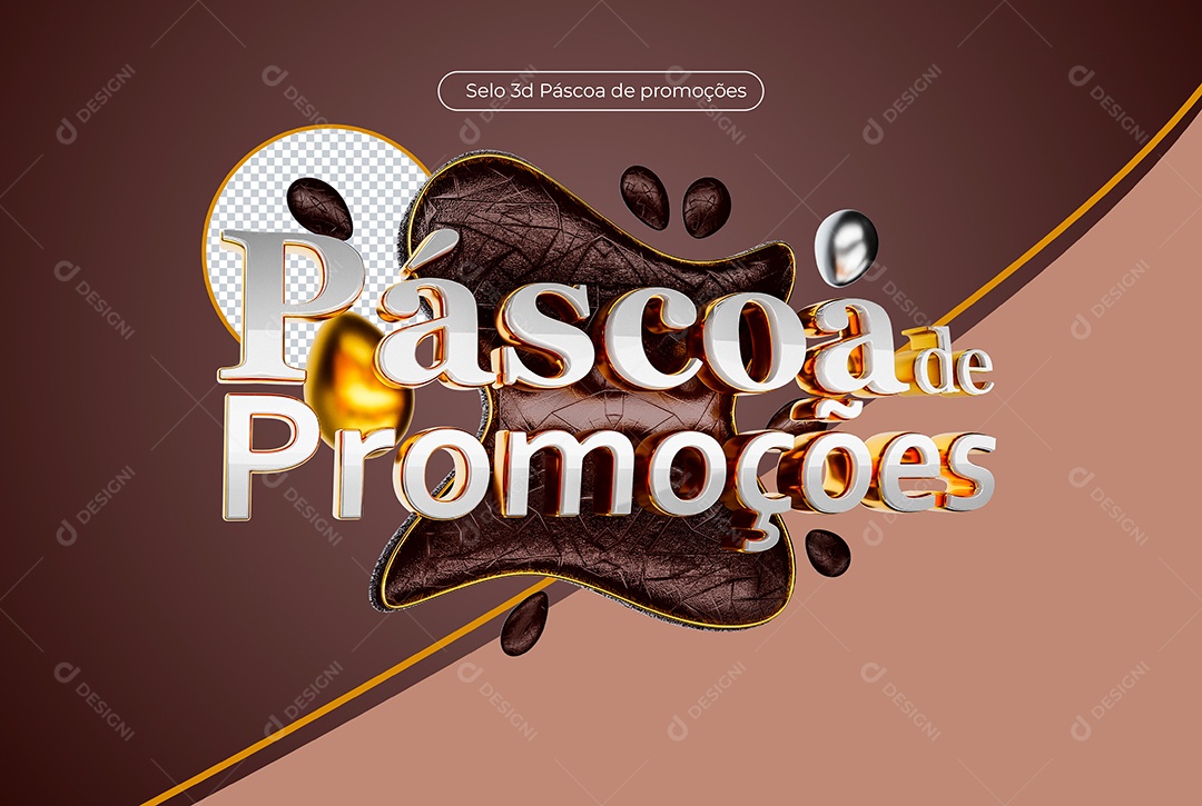 Selo 3D Páscoa de Promoções para Composição PSD