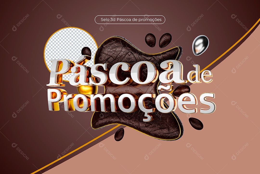 Selo 3D Páscoa de Promoções para Composição PSD