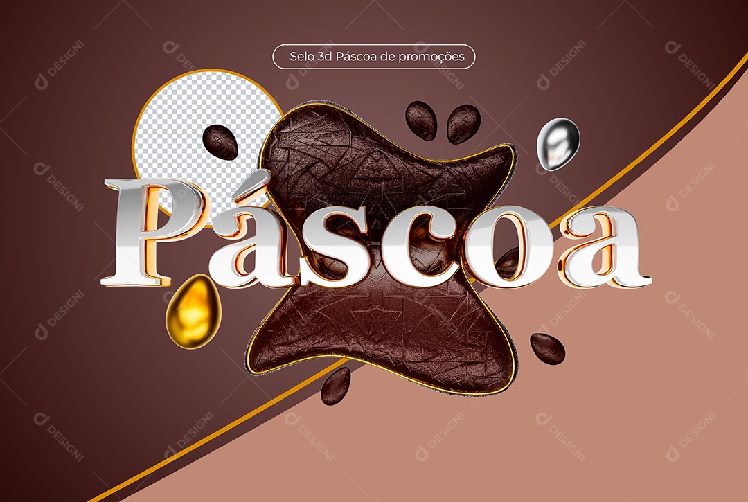 Selo 3D Páscoa para Composição PSD