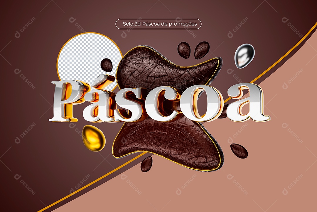 Selo 3D Páscoa para Composição PSD