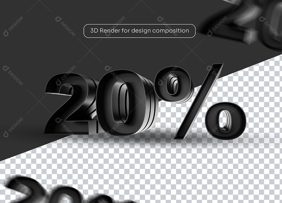 Elemento 3D Desconto 20% para Composição PSD