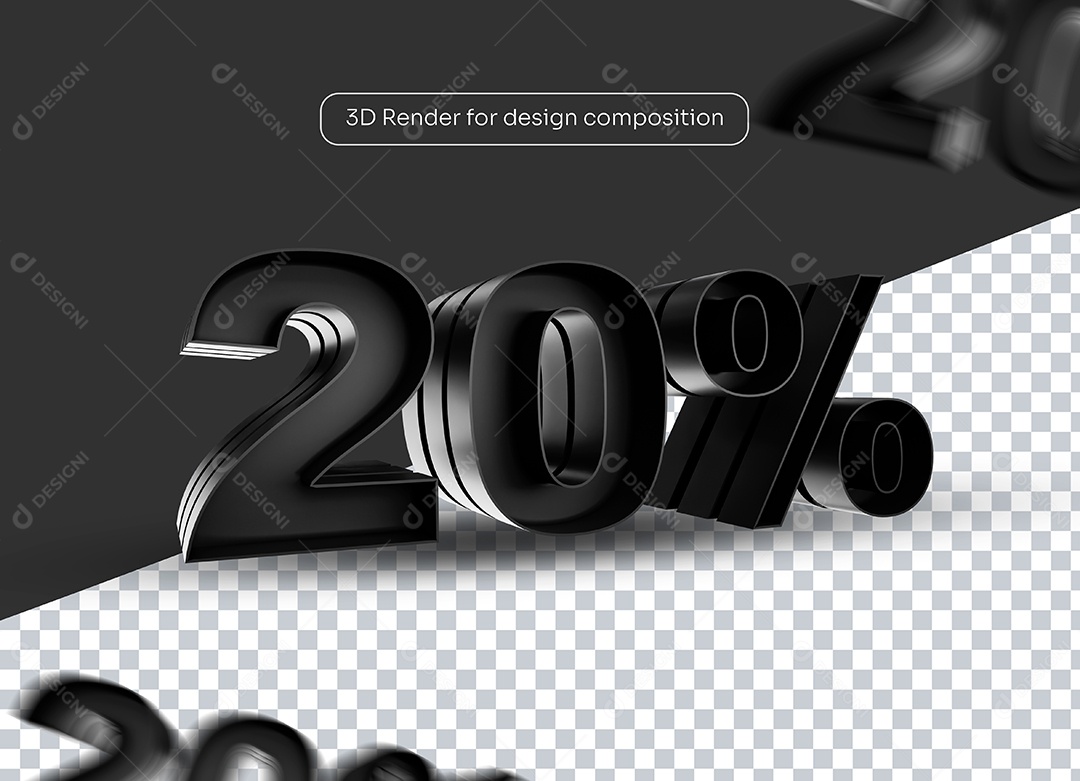 Elemento 3D Desconto 20% para Composição PSD