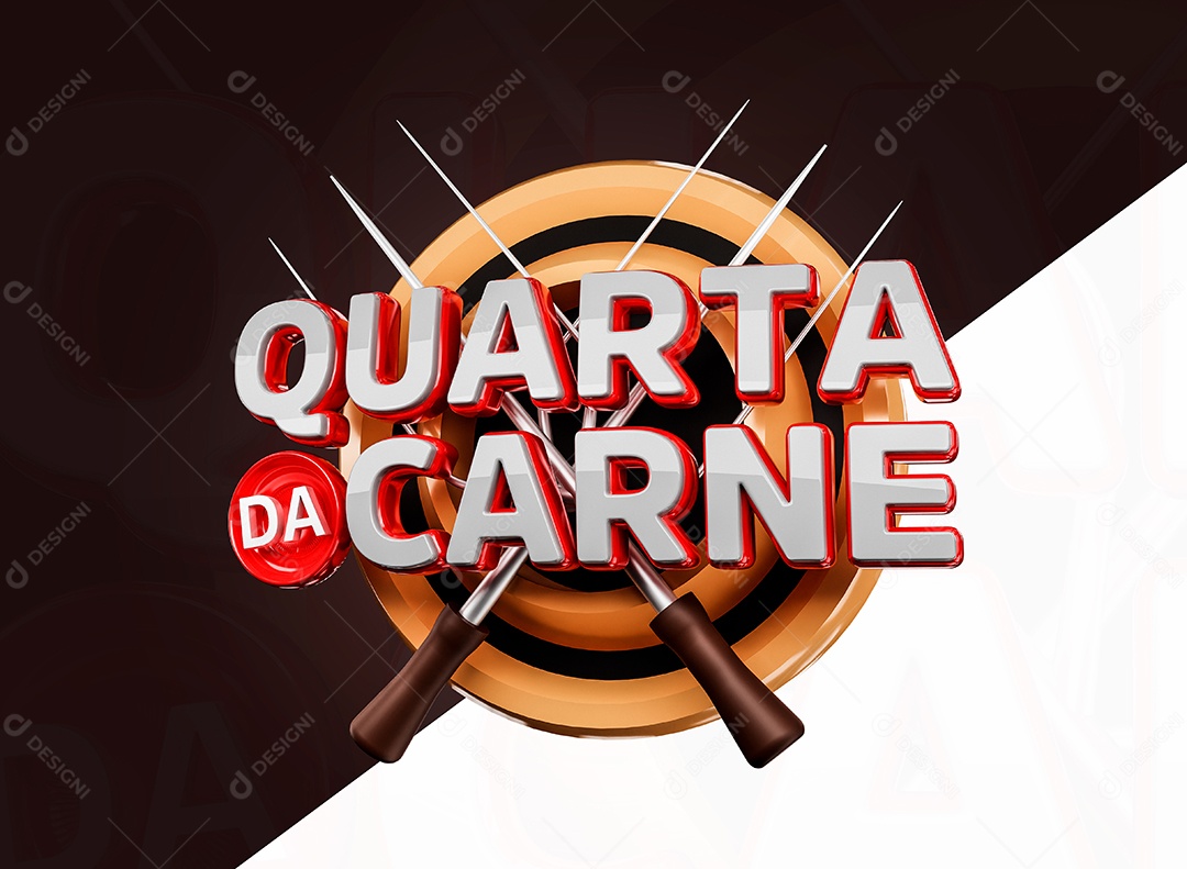 Selo 3D Quarta da Carne para Composição PSD