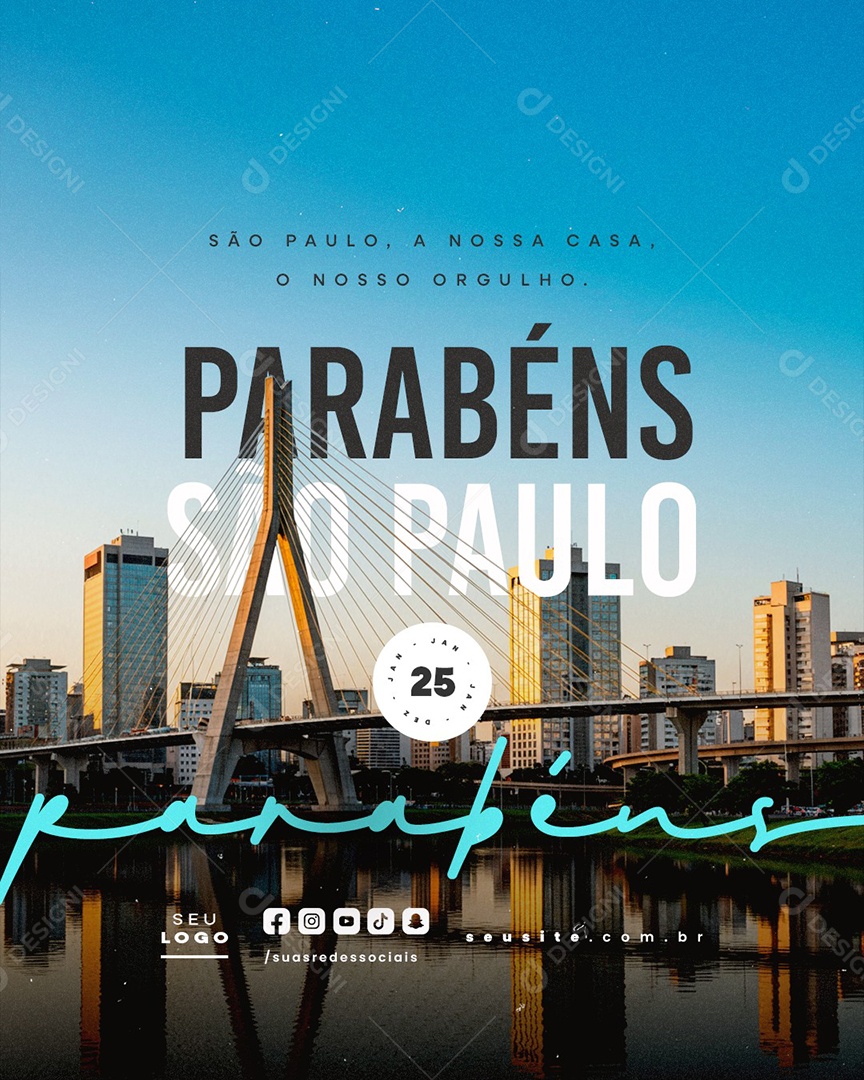 Aniversário Parabéns São Paulo 25 de Janeiro Social Media PSD Editável