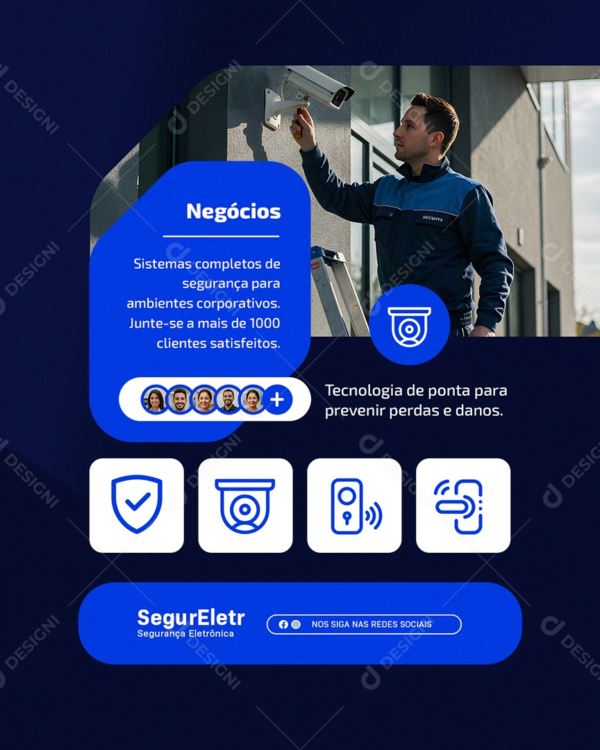 Segurança Eletrônica Negócios Tecnologia de Ponta Social Media PSD Editável